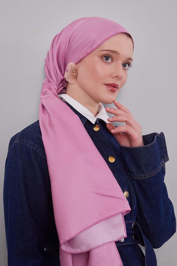 LevidorK.Pembe Düz Renk Trend Twill Eşarp