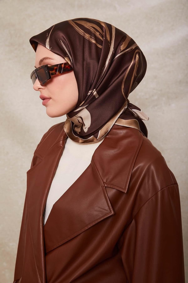 LevidorK.Vizon Çiçek Desen Twill İpek Eşarp