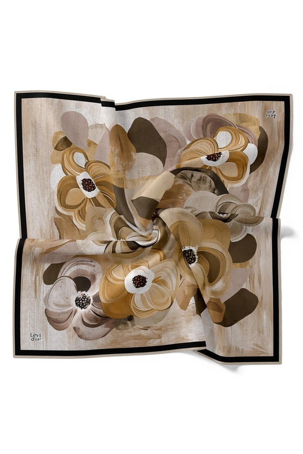 LevidorK.Vizon Menekşe Desen Twill İpek Eşarp