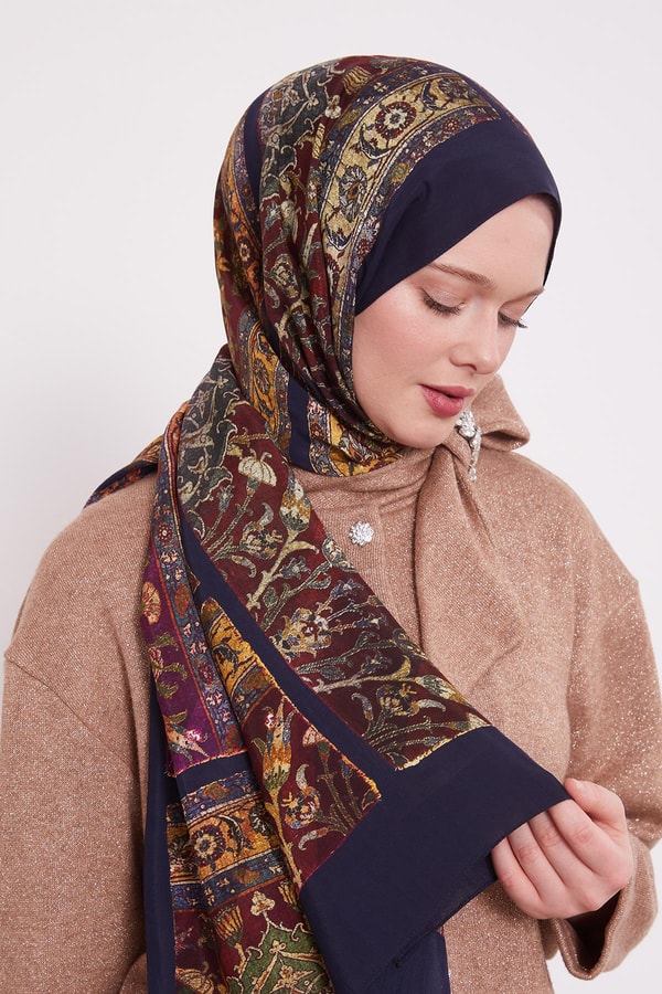 LevidorK.Lacivert Motif Desen Royal Şal