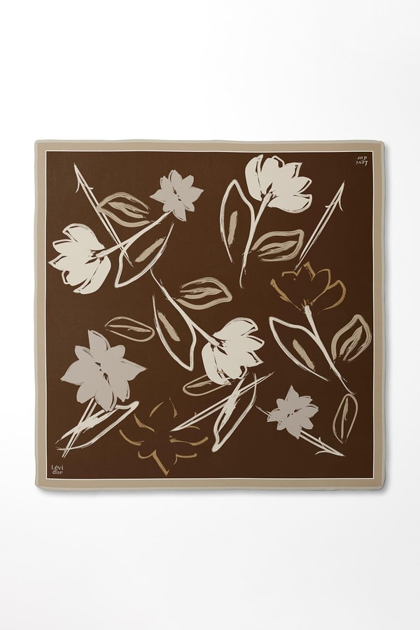 LevidorK.Vizon Çiçek Desen Twill İpek Eşarp