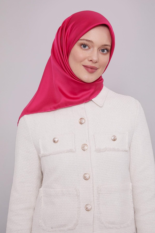 LevidorK.Fuşya Düz Renk Trend Twill Eşarp