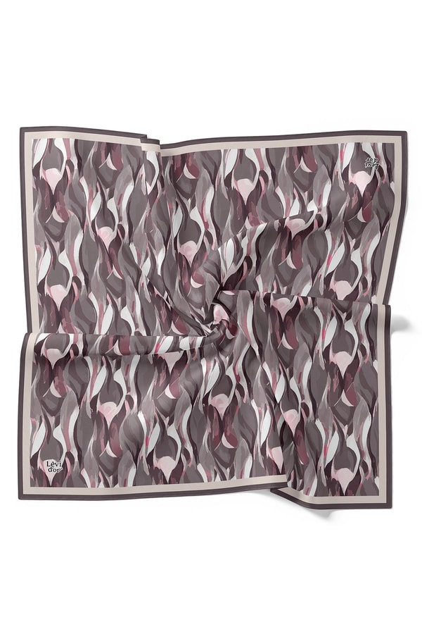 LevidorK.Mor Ebruli Desen Twill İpek Eşarp