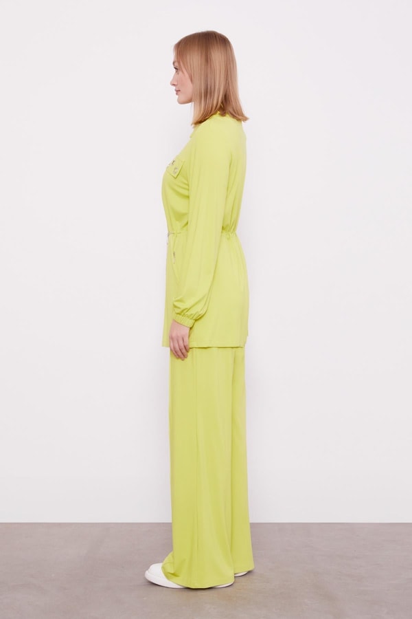 LevidorK.Yeşil Cepli Belden Büzgülü İkili Takım