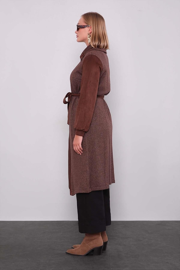 LevidorKahve Bel Bağlamalı Süet Kap