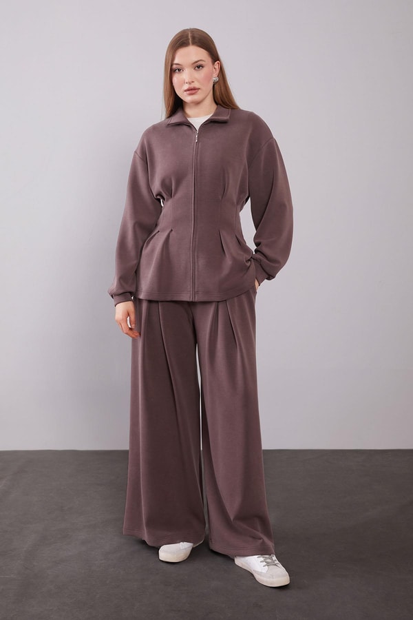 LevidorKahve Belden Oturmalı Pile Detaylı İkili Takım