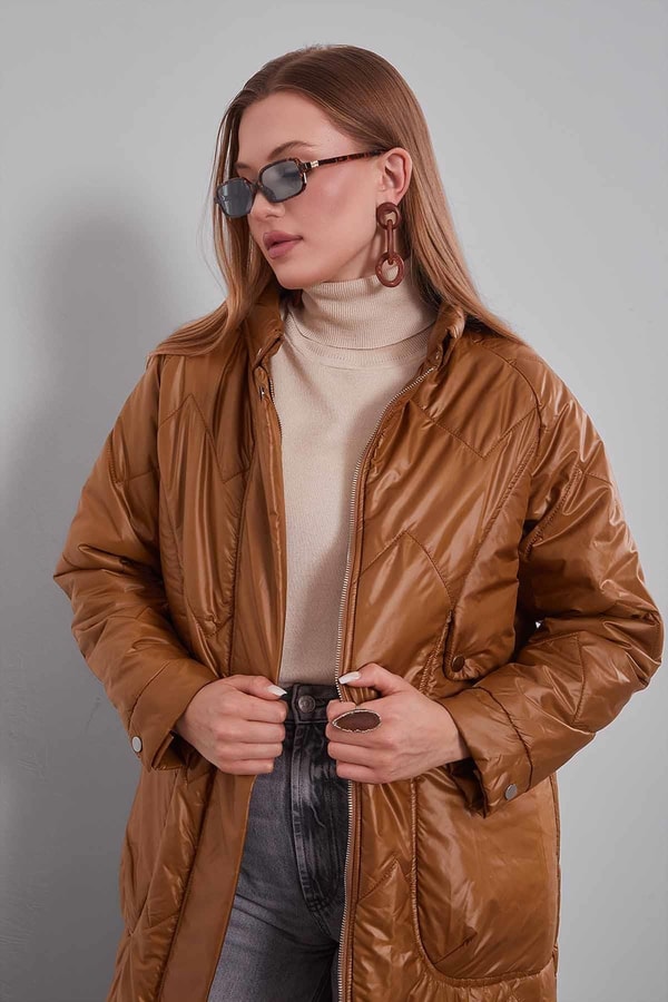 LevidorKahve Cep Detaylı Şişme Mont