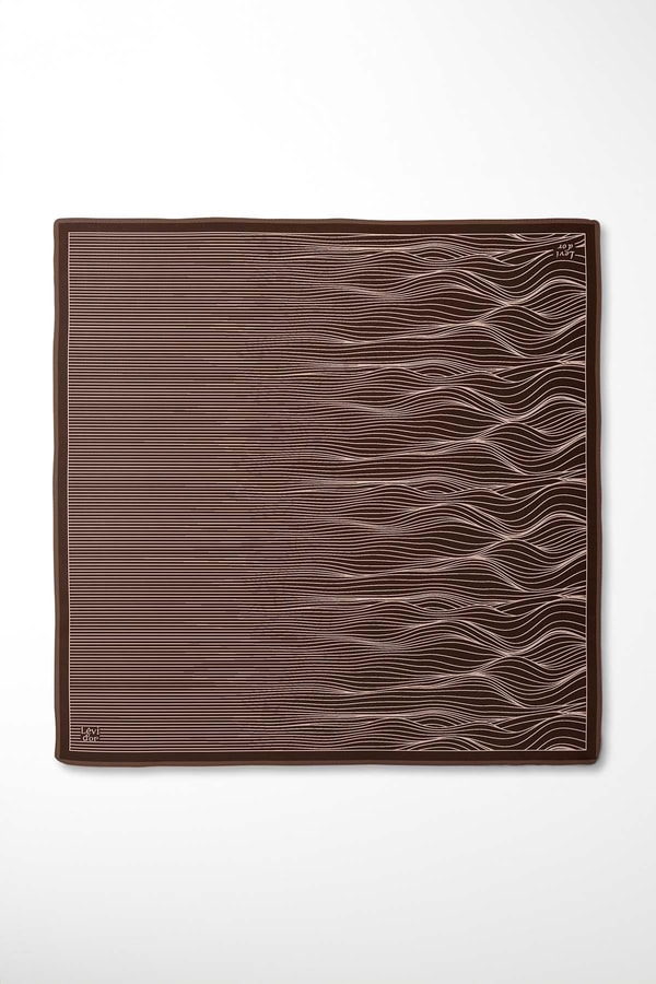 LevidorKahve Çizgi Desen Twill İpek Eşarp