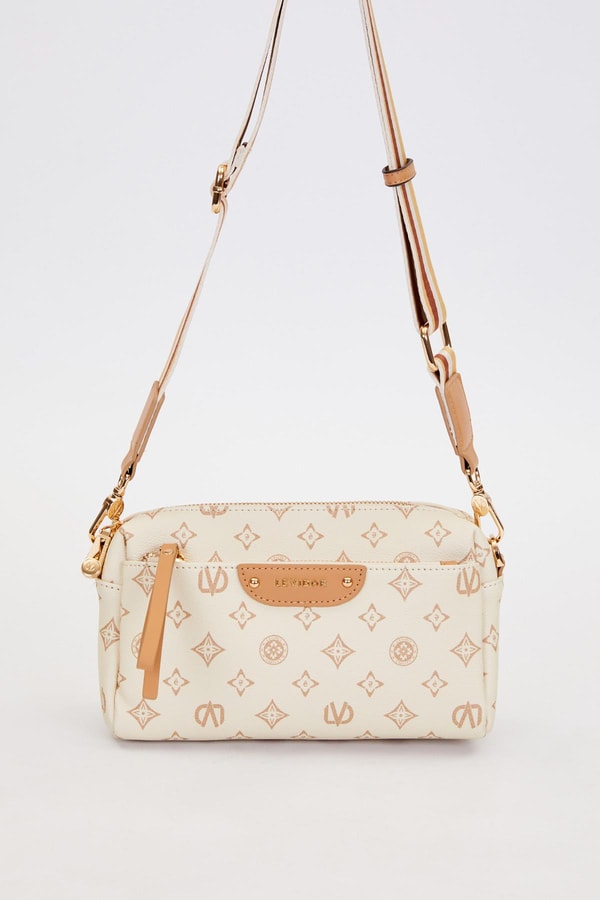 LevidorKahve Çizglili Kuşak Detaylı Omuz Çantası