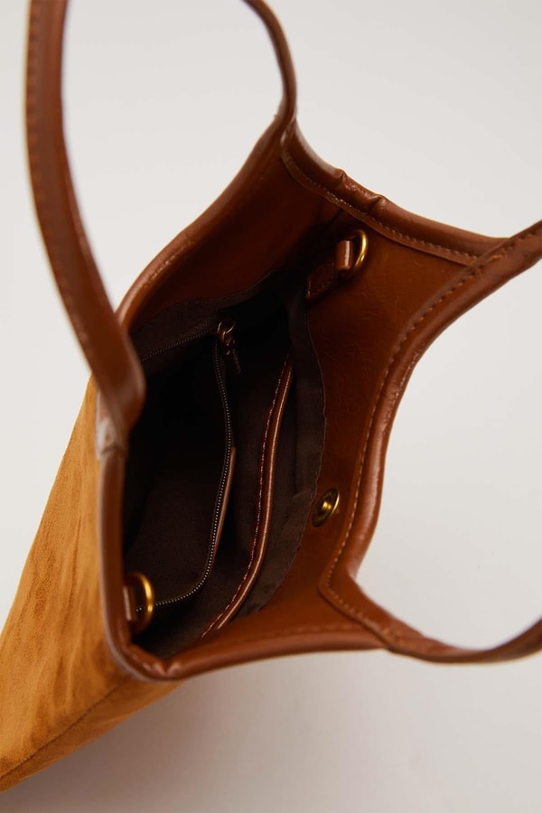 LevidorKahve Deri Askı Detaylı El Çantası