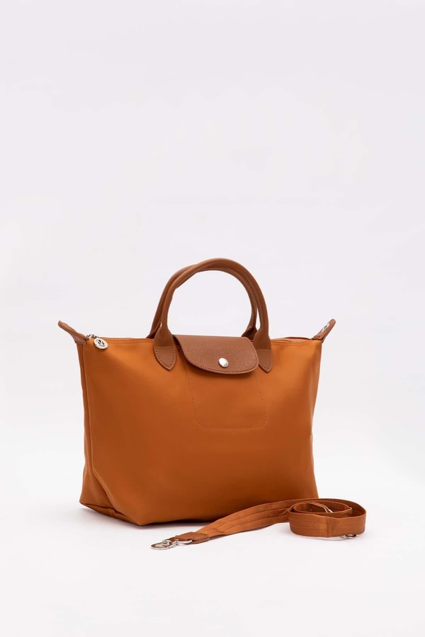 LevidorKahve Deri Kapak Aksesuarlı Omuz Çantası