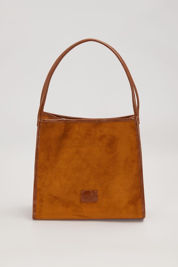 LevidorKahve Dikdörtgen Form Geniş Omuz Çantası