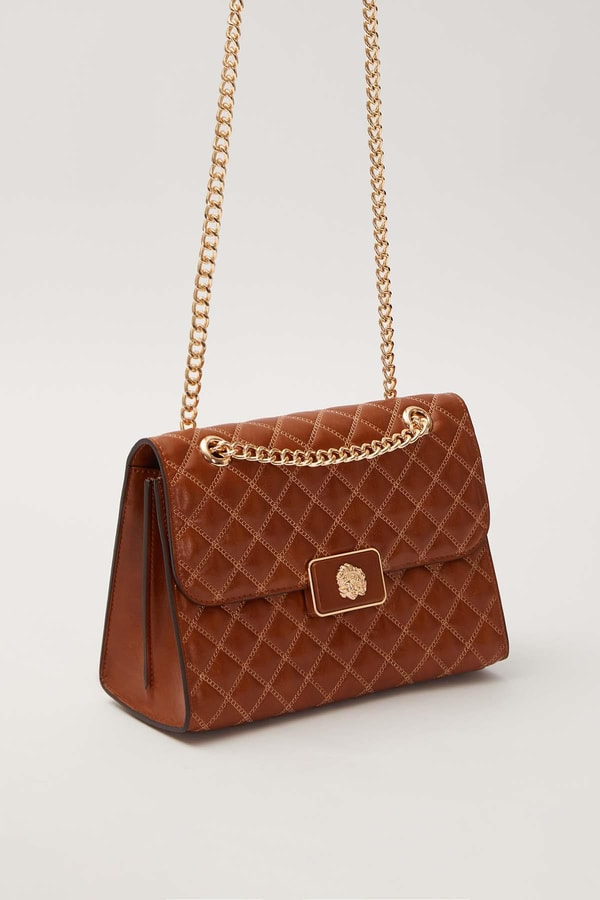 LevidorKahve Dikişli Kapitone Omuz Çantası