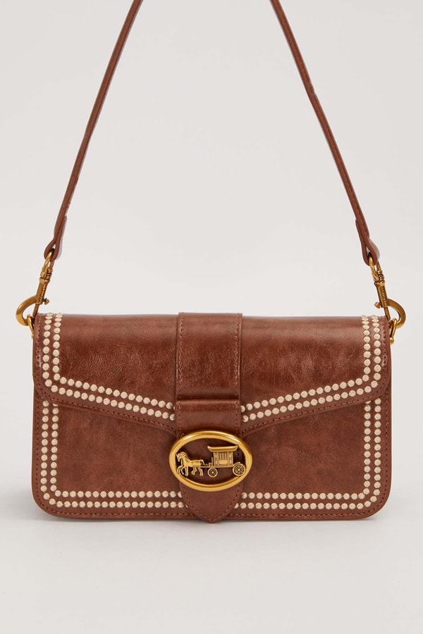 LevidorKahve Dikişli Logo Detay Omuz Çantası