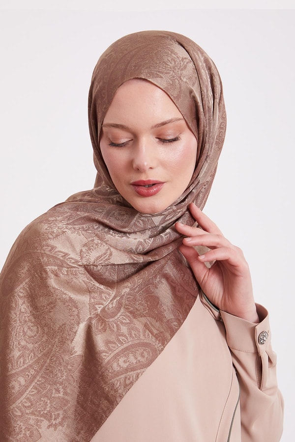 LevidorKahve Etnik Desen İtalyan Jakar Şal