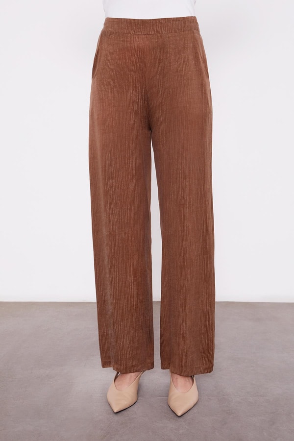 LevidorKahve Fermuar Yaka Düğme Cep Detaylı Tunik Takım