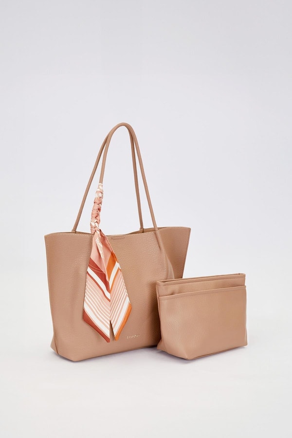 LevidorKahve Fular Detaylı Omuz Çantası