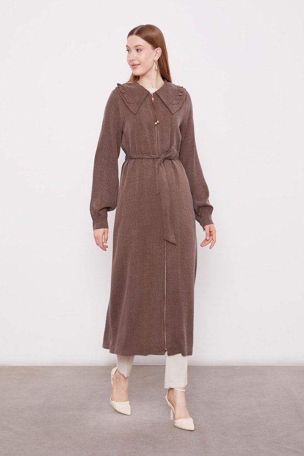 LevidorKahve Geniş Yakalı Fermuarlı Kap