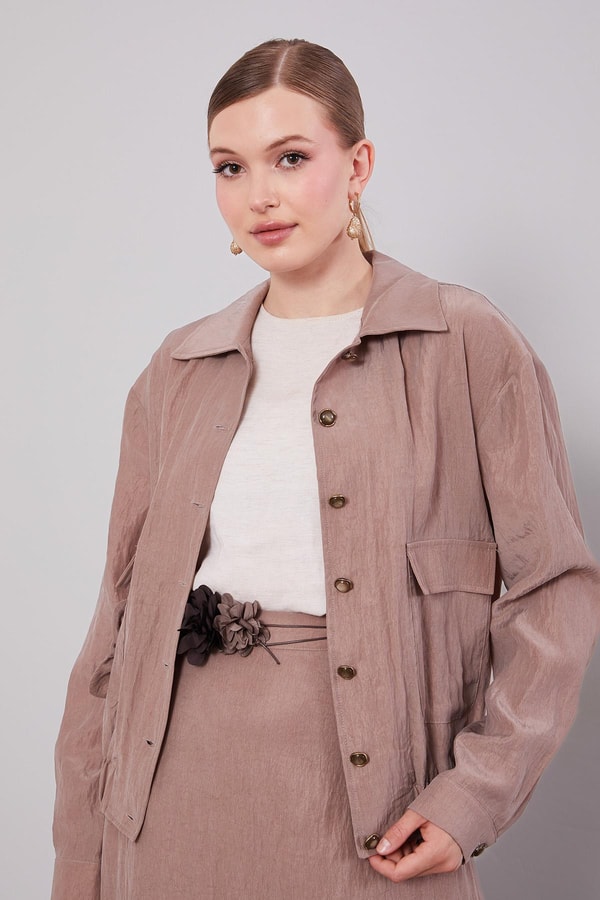 LevidorKahve Gül Detaylı Cupra Etekli Takım