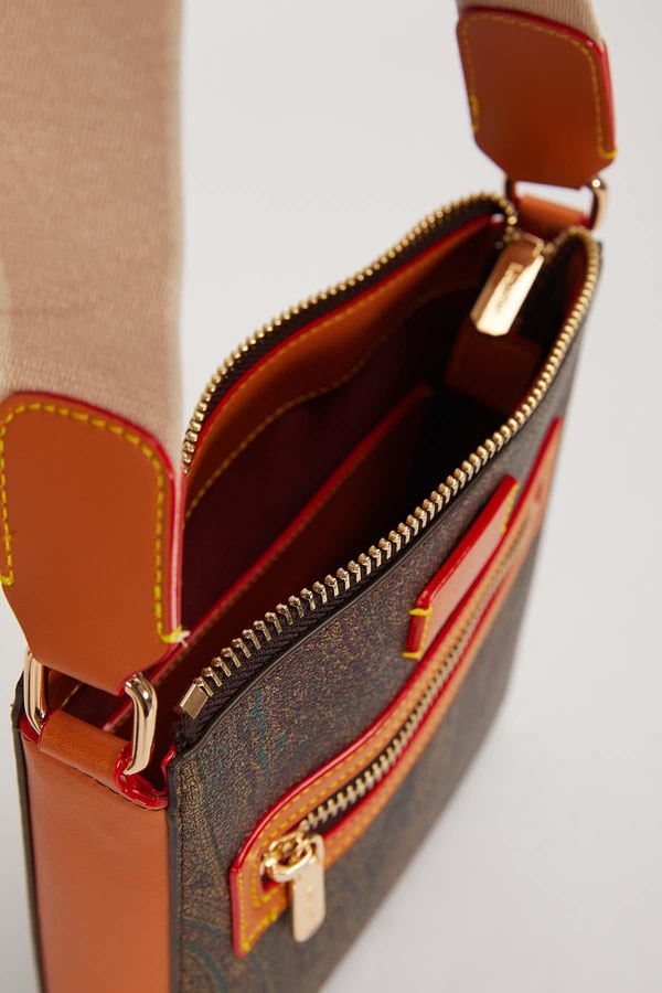 LevidorKahve Kare Form Etnik Desen Omuz Çantası