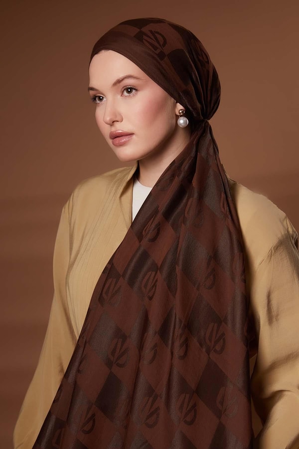 LevidorKahve Kare LVD Baskılı Naia Jakar Şal
