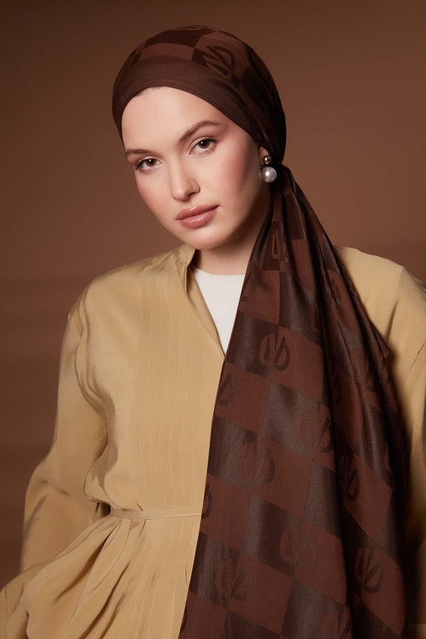 LevidorKahve Kare LVD Baskılı Naia Jakar Şal