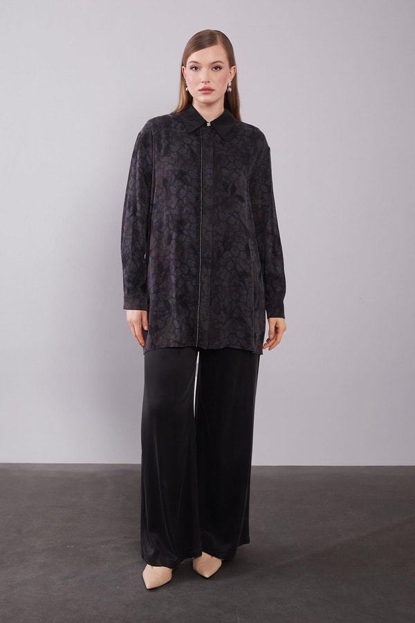 LevidorKahve Kendinden Desenli Cupra İkili Takım