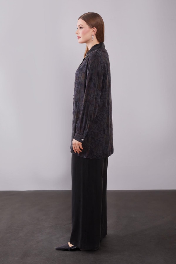 LevidorKahve Kendinden Desenli Cupra İkili Takım