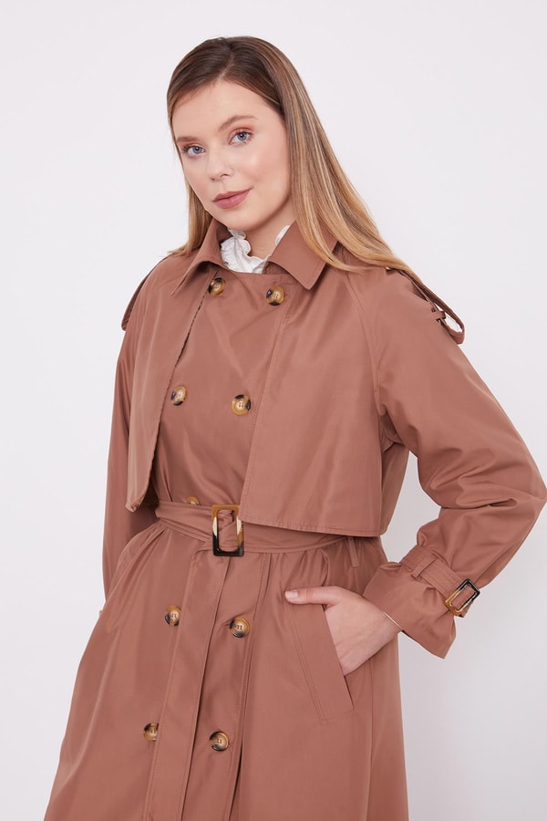 LevidorKahve Kol Kemerli Trençkot