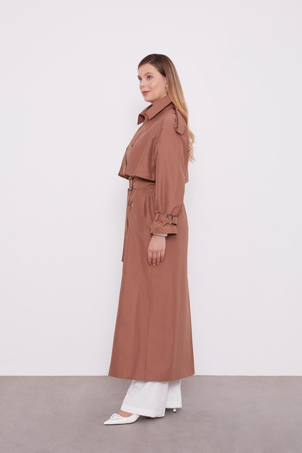 LevidorKahve Kol Kemerli Trençkot