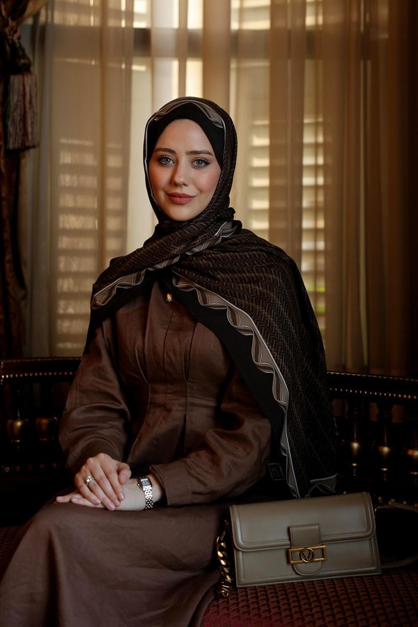 LevidorKahve Labirent Desen Royal Şal