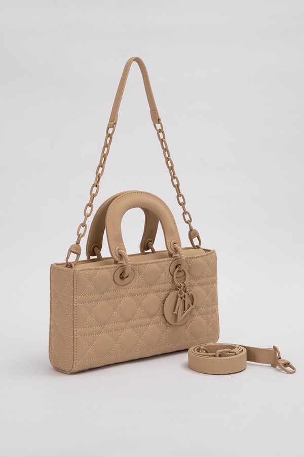 LevidorKahve Logo Aksesuar Zincirli Omuz Çantası