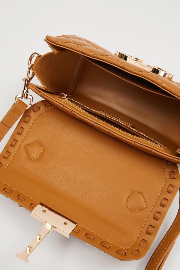 LevidorKahve Metal Halka Detay Omuz Çantası