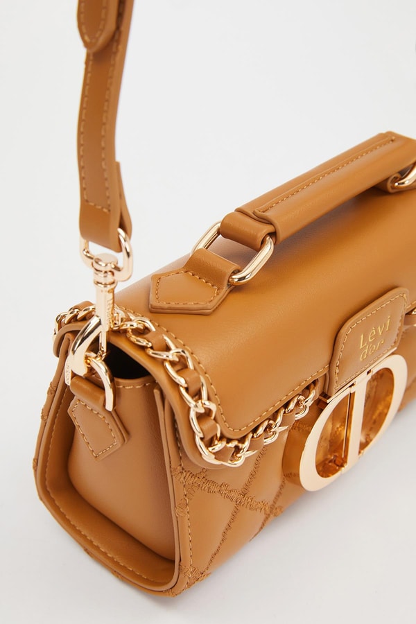LevidorKahve Metal Halka Detay Omuz Çantası