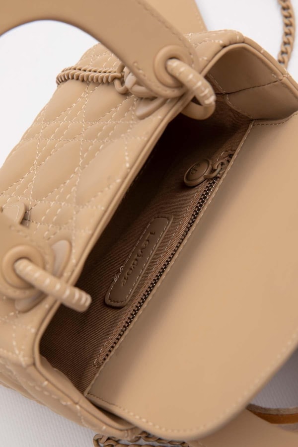 LevidorKahve Mini Zincir Aksesuarlı El Çantası