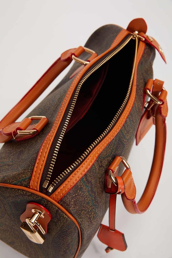 LevidorKahve Motif Desenli Bombeli El Çantası