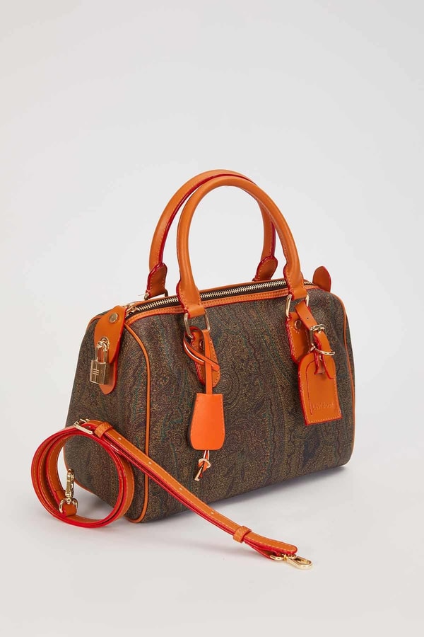 LevidorKahve Motif Desenli Bombeli El Çantası