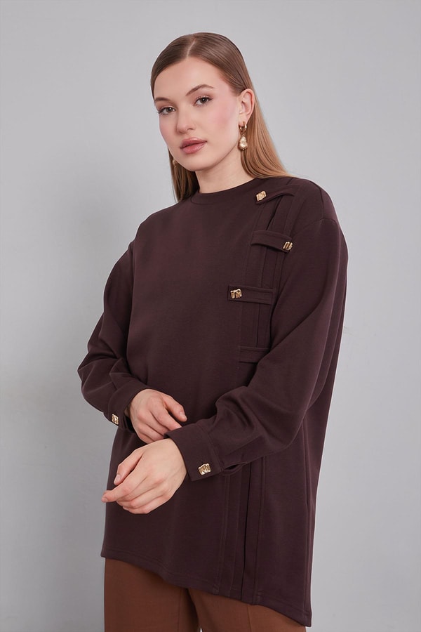 LevidorKahve Örgü Detay Model Sweat