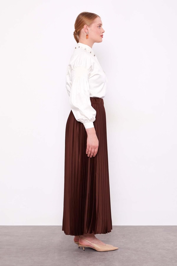 LevidorKahve Piliseli Saten Etek