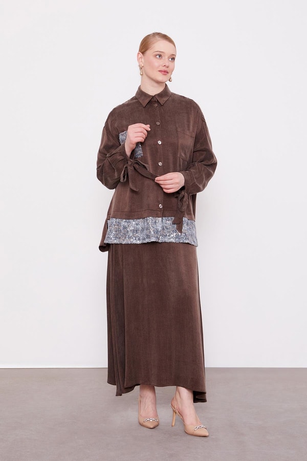 LevidorKahve Pul Payet Detaylı Cupra İkili Takım