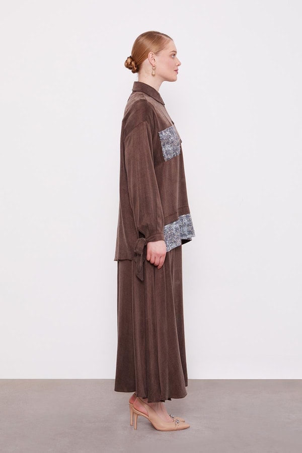 LevidorKahve Pul Payet Detaylı Cupra İkili Takım