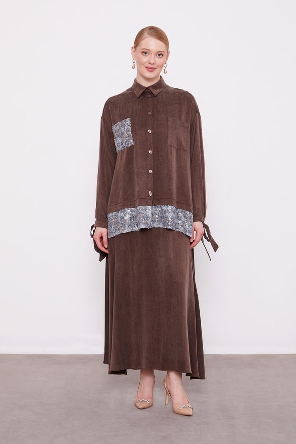 LevidorKahve Pul Payet Detaylı Cupra İkili Takım