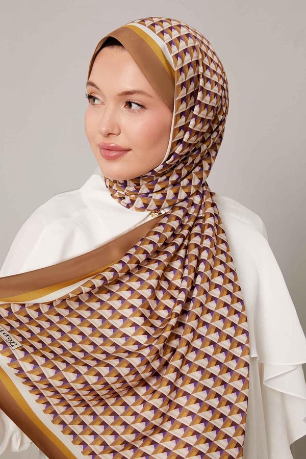 LevidorKahve Üç Boyut Desen Club Şal