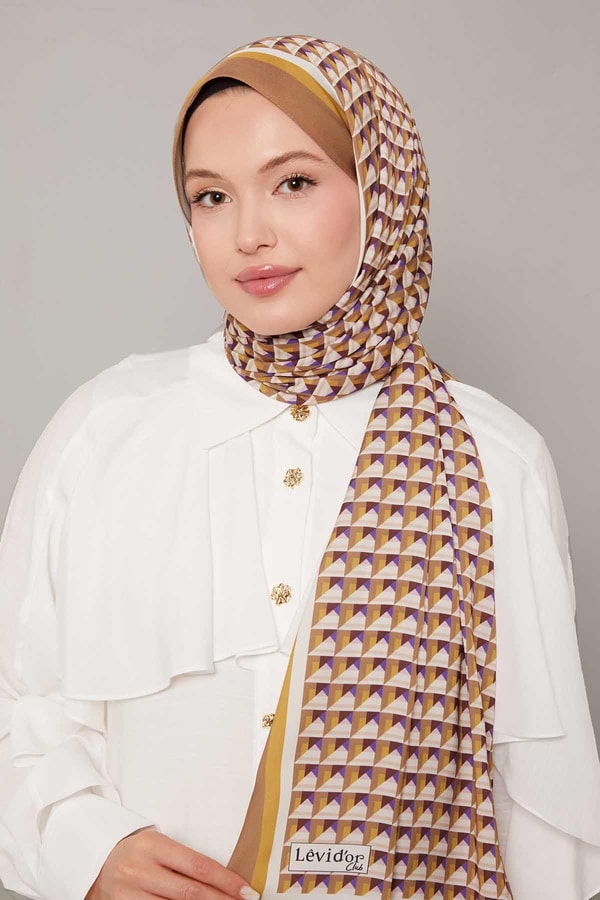 LevidorKahve Üç Boyut Desen Club Şal