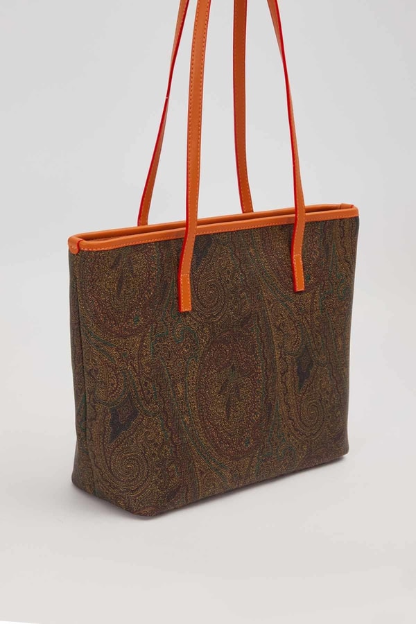 LevidorKahve Uzun Askılı Motif Desen Omuz Çantası