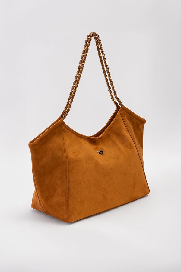 LevidorKahve Uzun Zincir Askılı Büyük Omuz Çantası