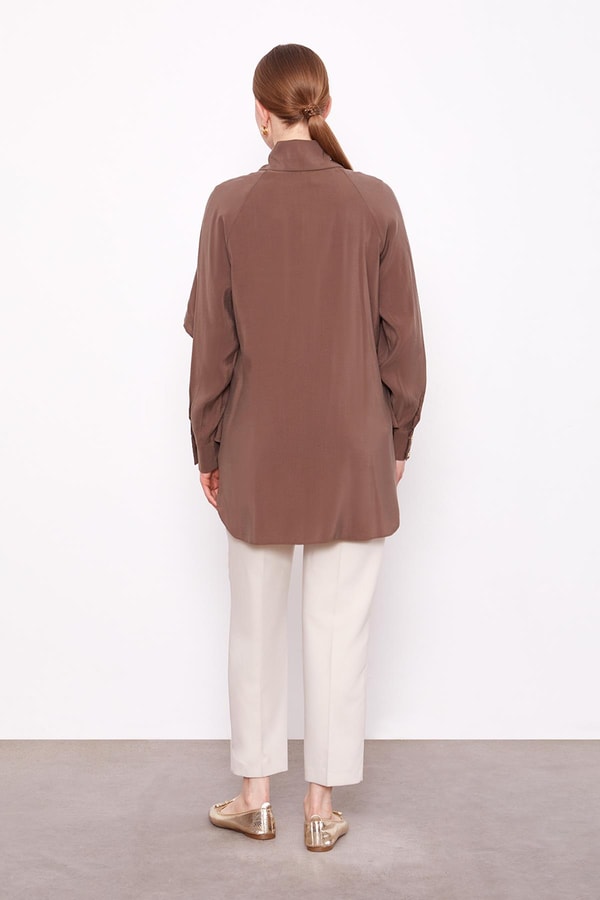 LevidorKahve Volan Detaylı Gömlek