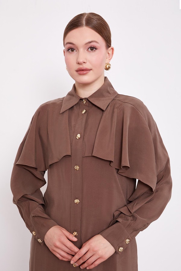 LevidorKahve Volan Detaylı Gömlek
