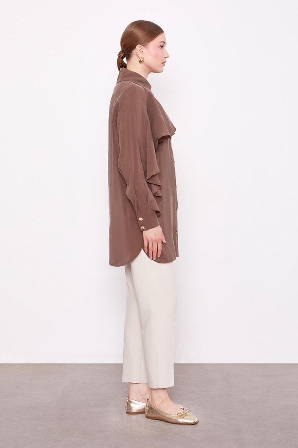 LevidorKahve Volan Detaylı Gömlek