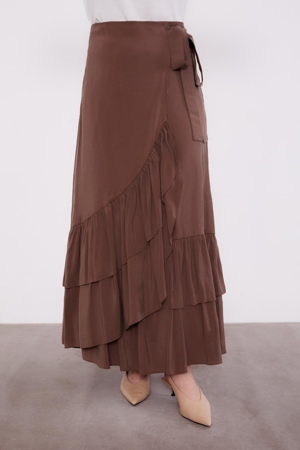 LevidorKahve Yandan Bağlamalı Etek Takım